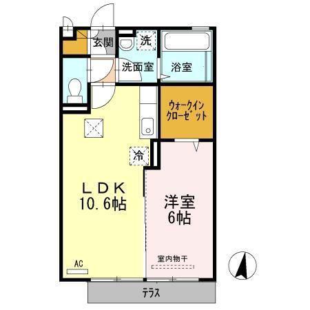 リジエールユー(1LDK/1階)の間取り写真