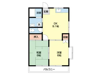 ファーストハイツ鳩塚(2DK/2階)の間取り写真