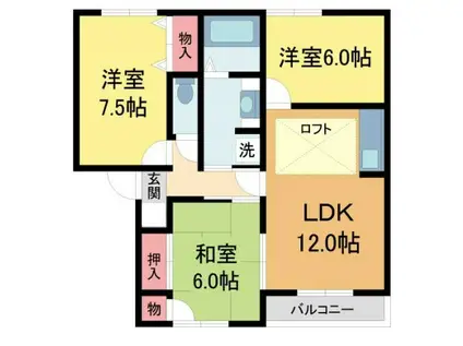 サンバレー御殿山(3LDK/2階)の間取り写真