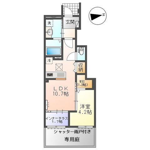 シェリール(1LDK/1階)の間取り写真