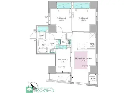 アーバネックス日本橋馬喰町II(3LDK/8階)の間取り写真