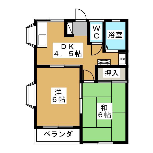 アネックス幸(2DK/1階)の間取り写真
