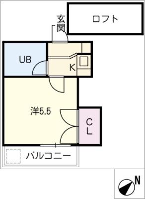 パレス一つ山(1K/2階)の間取り写真