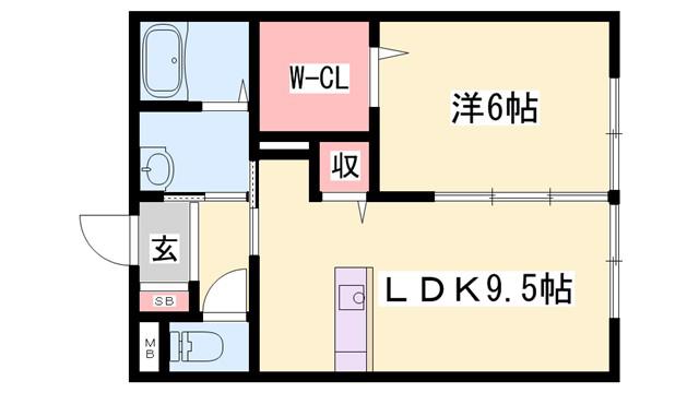 サンハイム津市場(1LDK/1階)の間取り写真