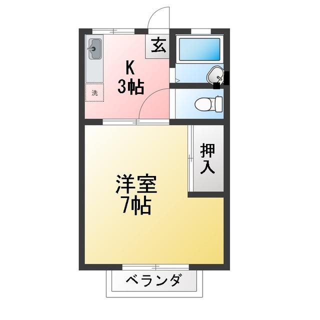 サンハイツ I(1K/1階)の間取り写真