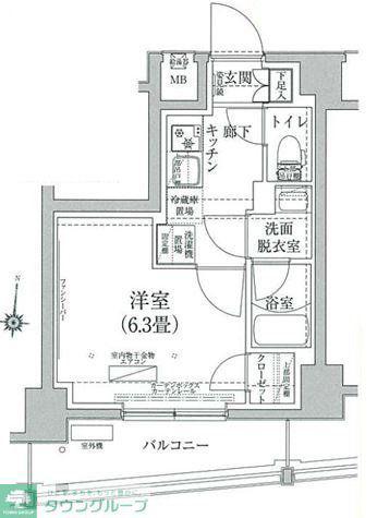アイルプレミアム横浜ウエスト(1K/1階)の間取り写真