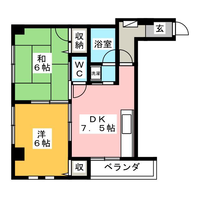 チェリーパーク(2DK/3階)の間取り写真
