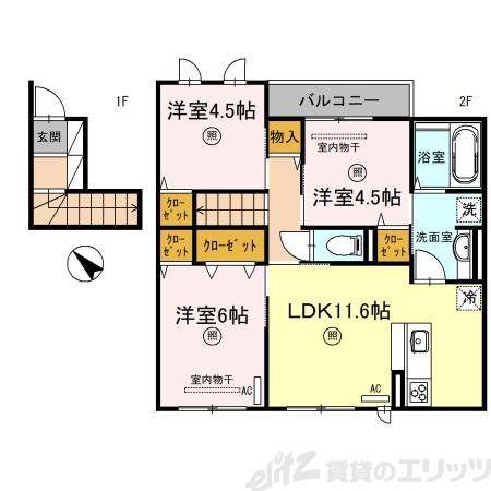 ヴァンベール U(3LDK/2階)の間取り写真