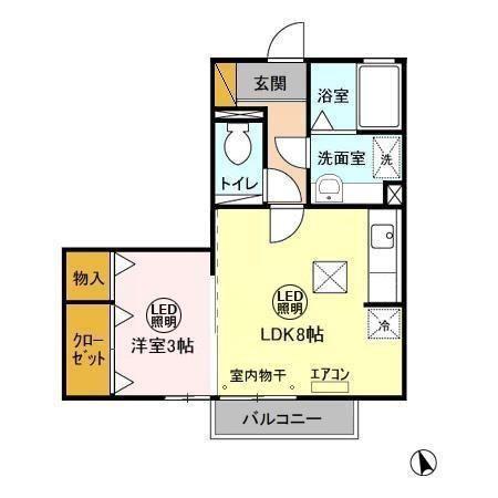 ヴィクトワール(1LDK/1階)の間取り写真