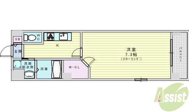レジュールアッシュ江坂(1K/8階)の間取り写真