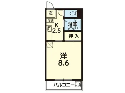 シャトレ渡鹿(1K/2階)の間取り写真