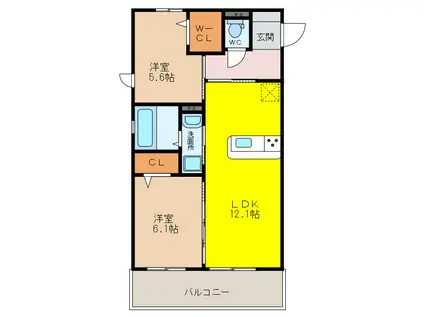 メゾン・ド・TAX VII(2LDK/2階)の間取り写真