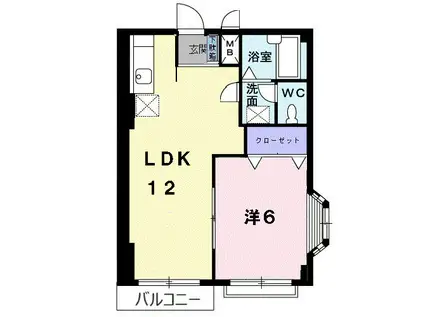 スウィートアベニール(1LDK/2階)の間取り写真