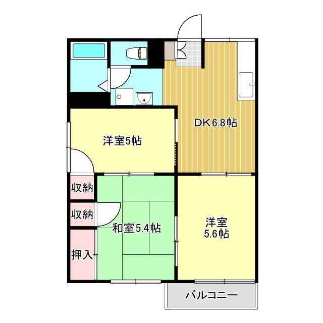 グランドシャトル(3DK/2階)の間取り写真