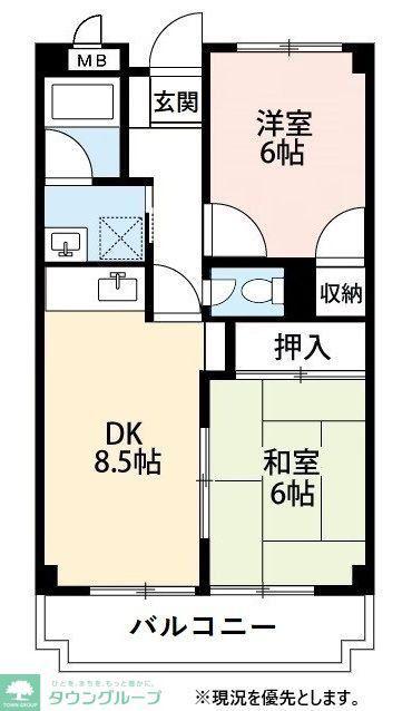 フローラル行徳(2DK/2階)の間取り写真