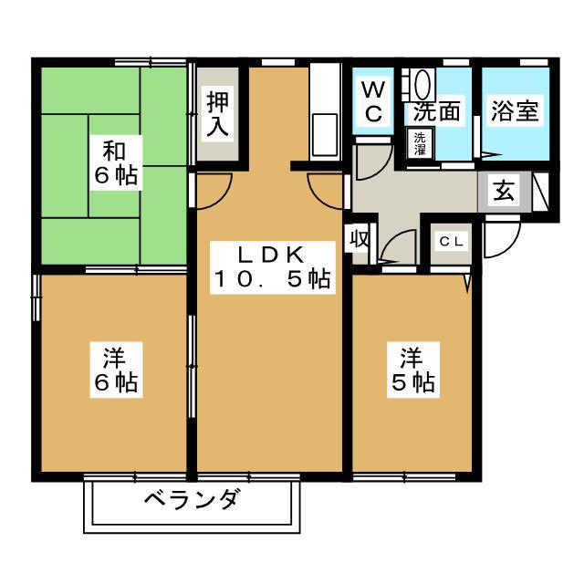 グリーンフローラA(3LDK/2階)の間取り写真