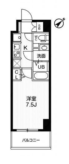 NSTAGE西所沢(1K/7階)の間取り写真