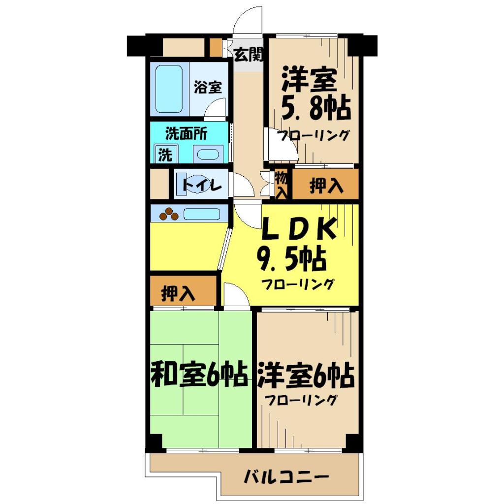 むつみ・エンゼルハイムつつじヶ丘(3LDK/5階)の間取り写真