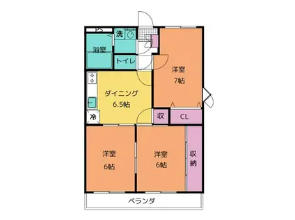 ア・ドリーム稲口(3DK/1階)の間取り写真