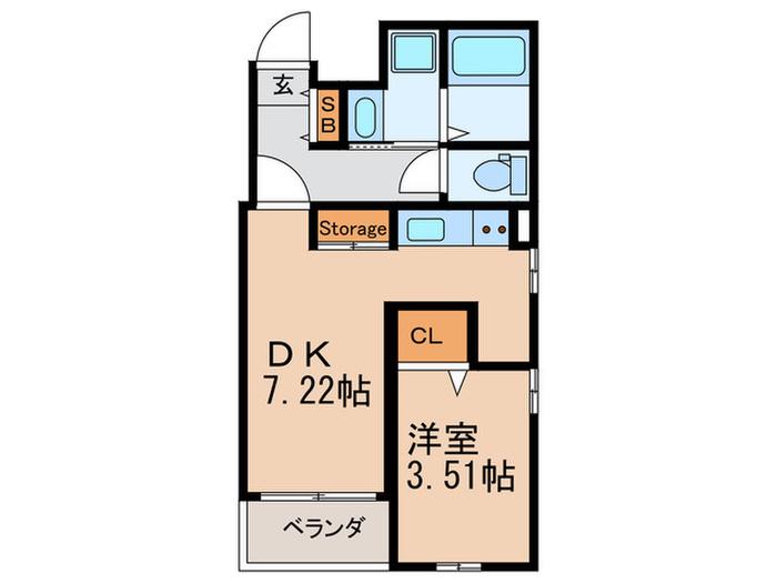 リアンレガーロ桜並木(1DK/5階)の間取り写真
