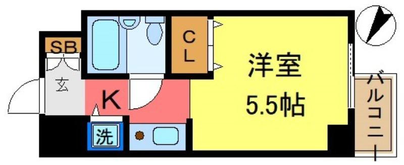 エスポワール新小岩(1K/6階)の間取り写真