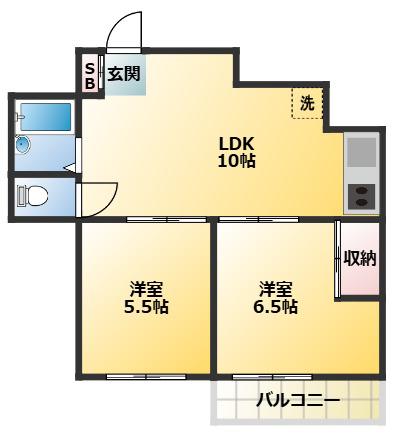ラミアカーザ中野(2LDK/3階)の間取り写真