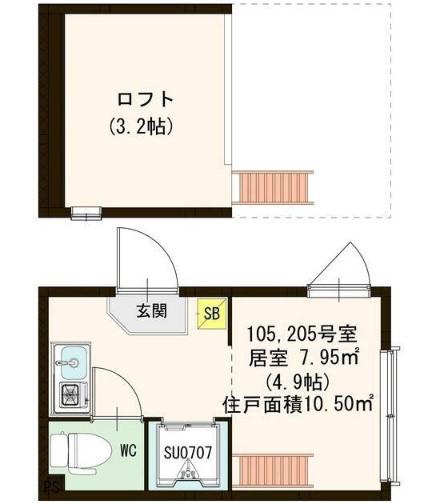 都営浅草線 浅草橋駅 徒歩3分 2階建 築10年(ワンルーム/2階)の間取り写真