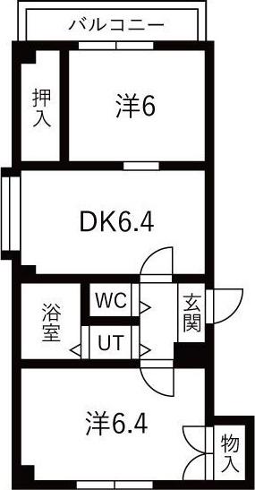 ポートアメニティー弁天(2DK/1階)の間取り写真