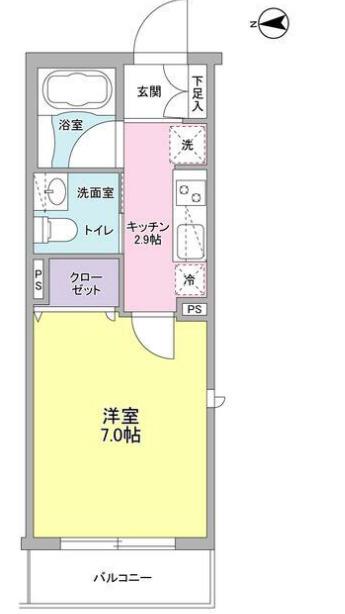 バンデューセン(1K/2階)の間取り写真