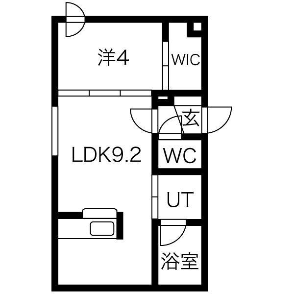 アレグリア琴似(1LDK/1階)の間取り写真