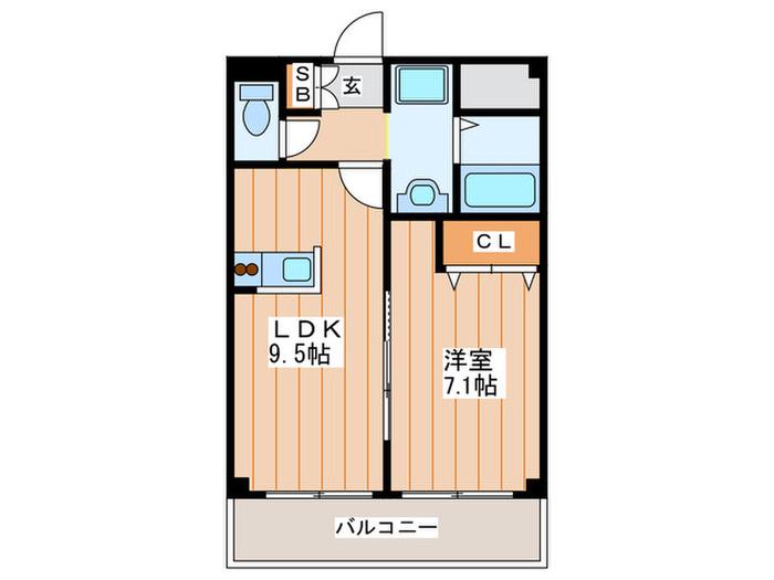 グランパシフィック萱島(1LDK/6階)の間取り写真