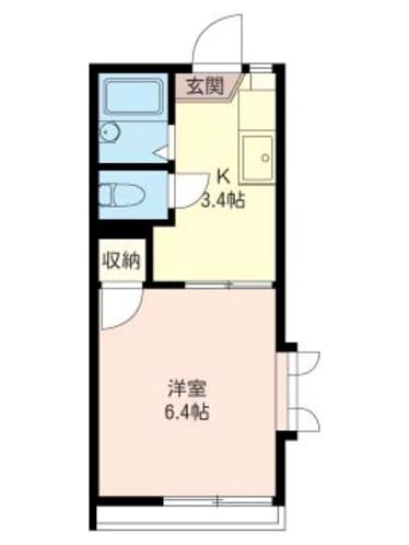 Tハウス(1K/1階)の間取り写真