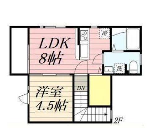 ディアコート鷹乃杜(1LDK/2階)の間取り写真