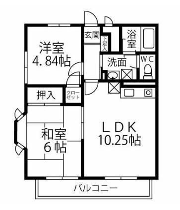 フローラ中落合(2LDK/2階)の間取り写真