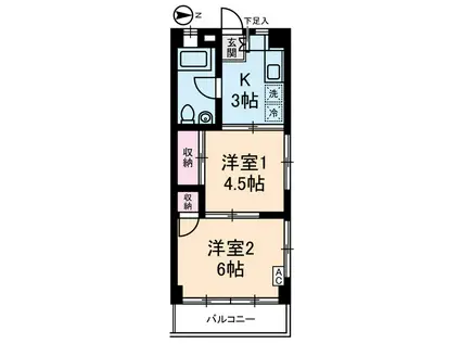 アムス桜丘(2K/3階)の間取り写真