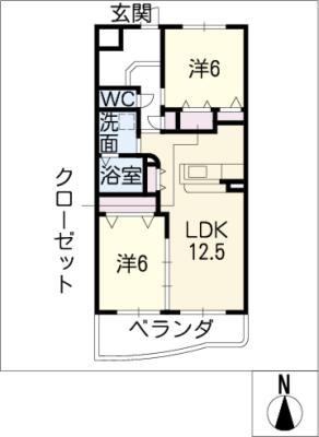 ラド・グランデ(2LDK/2階)の間取り写真
