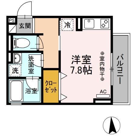 クレール(ワンルーム/3階)の間取り写真