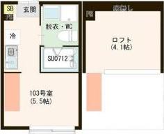 アールブルームときわ台(1K/1階)の間取り写真