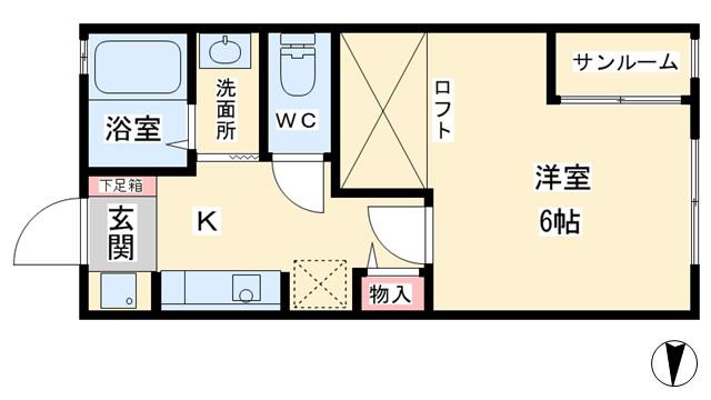 サンローラン北代(1K/1階)の間取り写真