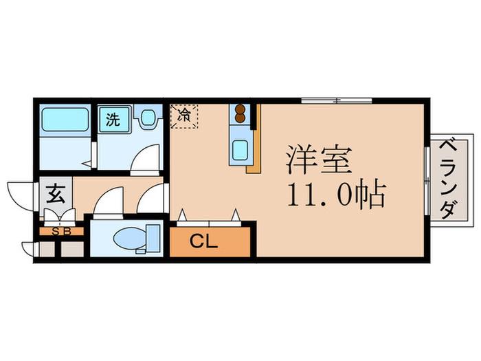 エスポワールA棟(ワンルーム/2階)の間取り写真