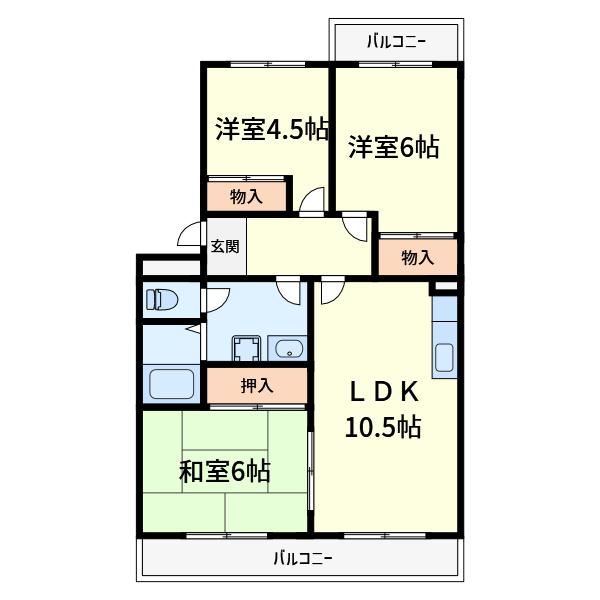 フレア北島(3LDK/2階)の間取り写真
