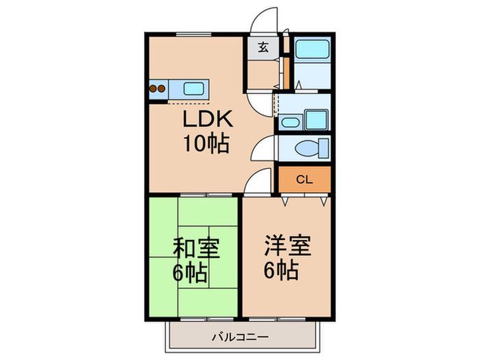 西代ハイツ(2LDK/1階)の間取り写真