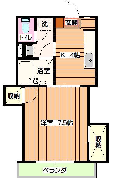 パステル国分寺(1K/2階)の間取り写真