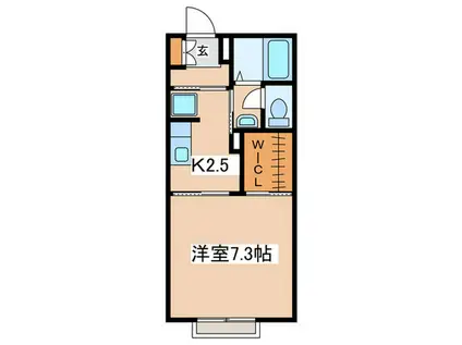 クレール湘南II(1K/2階)の間取り写真