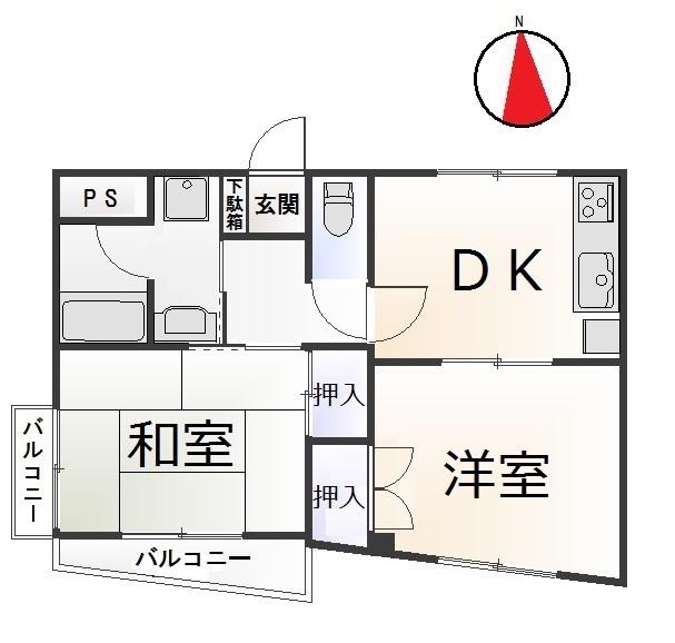 カームハイツ(2DK/3階)の間取り写真