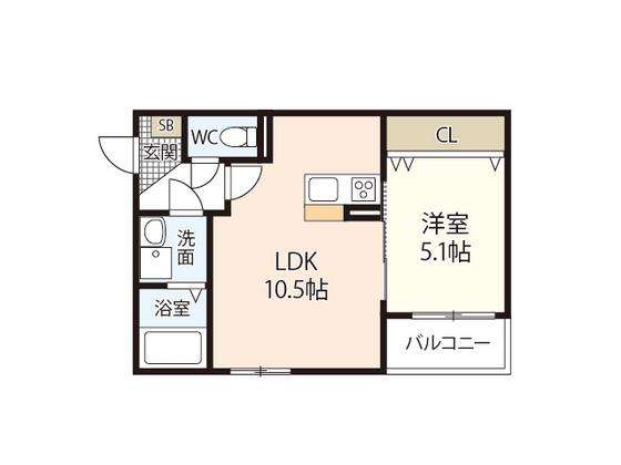 アドバンス隅の浜(1LDK/2階)の間取り写真