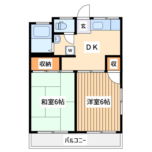 コーポサンレイ(2DK/2階)の間取り写真