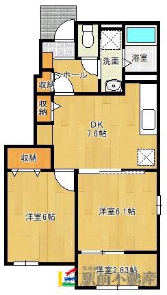 REST HOUSEIII B(2DK/1階)の間取り写真