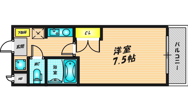 ラフィットソルティ(1K/1階)の間取り写真