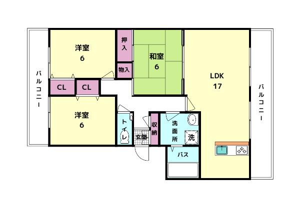 ファインスクエアーII(3LDK/1階)の間取り写真